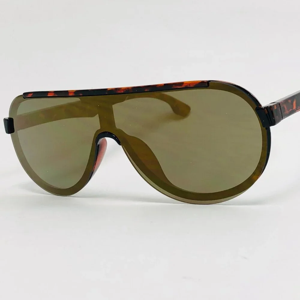 Sports Men Sunglasses Tortoise‎ Frame Gold Mirror Lens Light Weight Confortable